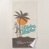 Aloha Beaches Hula Girl Hawaii Hawaii Retro Strandtuch (Vorderseite)