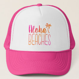 Aloha Beaches | Pink und Orange Trucker Hat Truckerkappe