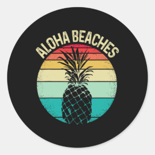Aloha Beaches Retro Vintag Sunset Aloha Beach Runder Aufkleber