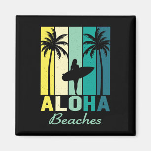 Aloha Beaches Surfer Girl Hawaii Vintag Hawaii Magnet