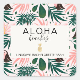 Aloha Beaches Tropical Bachelorette Quadratischer Aufkleber