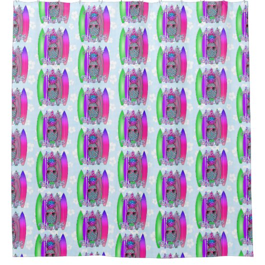 Aloha Beaches Tropical Surf Ananas Duschvorhang (Vorderseite)