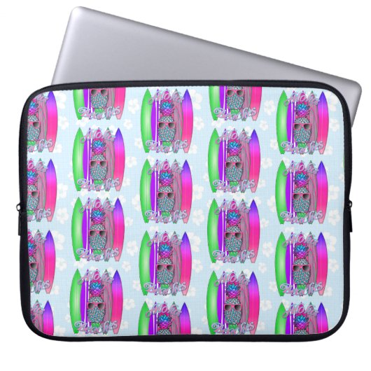 Aloha Beaches Tropical Surf Ananas Laptopschutzhülle (Vorderseite)