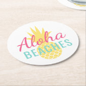 Aloha Beaches Tropical Yellow Pineape Runder Pappuntersetzer (Angewinkelt)