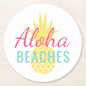 Aloha Beaches Tropical Yellow Pineape Runder Pappuntersetzer (Vorderseite)