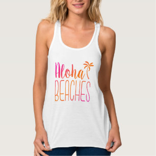 Aloha Beaches Tropischer rosa und orangefarbener Tank Top