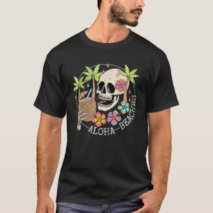 Aloha Beachs Skeleton Sommerurlaub Hawaii Familien T-Shirt