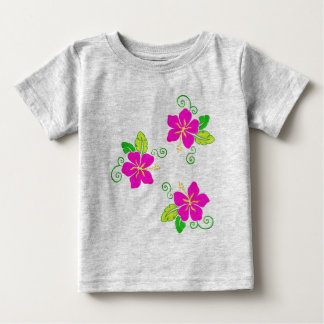 Aloha Bestickter Look Rosa Hawaiian Flower Baby T-shirt