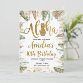 Aloha Birthday, Luau Geburtstag, jedes Alter, trop Einladung (Stehend Vorderseite)
