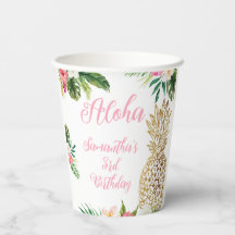 Aloha Birthday Luau Hawaiian Gold Ananas