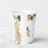 Aloha Birthday Luau Hawaiian Gold Ananas Pappbecher (Links)