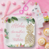 Aloha Birthday Luau Hawaiian Gold Ananas Pappteller (Party)