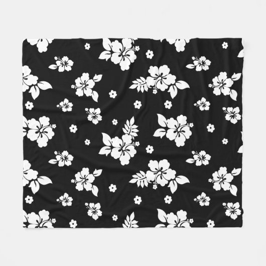 Aloha Black Classic Hawaiian Seamless Pattern Fleecedecke (Vorderseite (Horizontal))