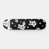 Aloha Black Classic Hawaiian Seamless Pattern Skateboard (Horizontal)