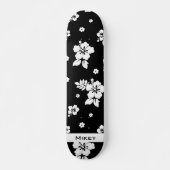 Aloha Black Classic Hawaiian Seamless Pattern Skateboard (Vorne)