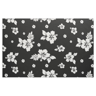 Aloha Black Classic Hawaiian Seamless Pattern Stoff