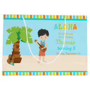 Aloha Black Hair Boy Danke Große Geschenktüte