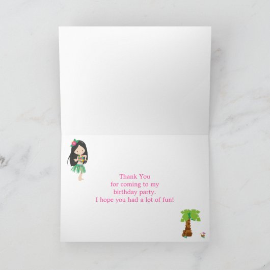 Aloha Black Hair Girl Danke-Card Dankeskarte (Innenseite)