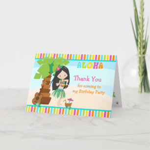 Aloha Black Hair Girl Danke-Card Dankeskarte