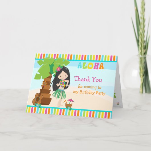 Aloha Black Hair Girl Danke-Card Dankeskarte (Vorderseite)
