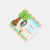 Aloha Black Hair Girl Party Serviette (Ecke)