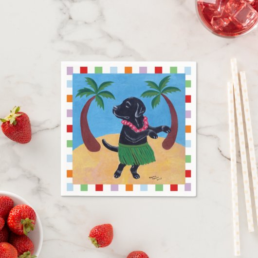 Aloha Black Lab Painting Serviette (Beispiel)