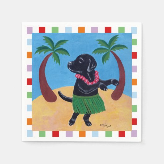 Aloha Black Lab Painting Serviette (Vorderseite)