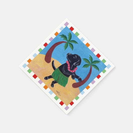 Aloha Black Lab Painting Serviette (Ecke)