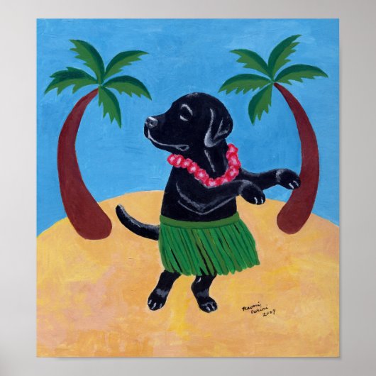 Aloha Black Labrador Artwork Poster (Vorne)
