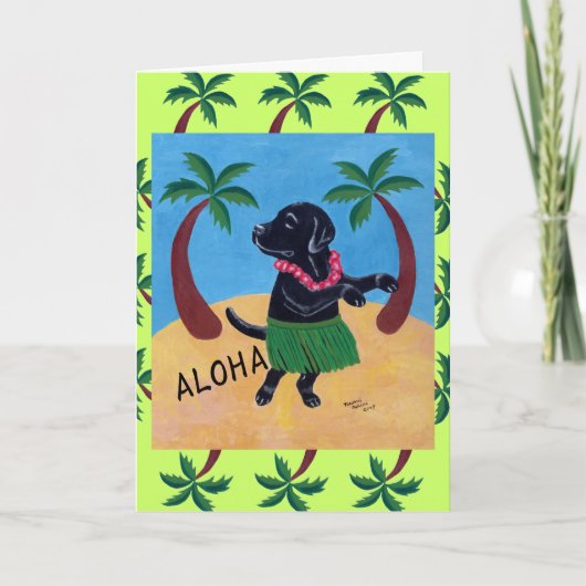Aloha Black Labrador Karte (Vorderseite)