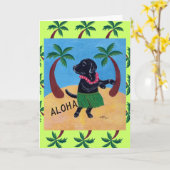 Aloha Black Labrador Karte (Gelbe Blume)