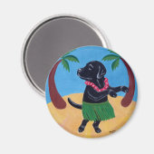 Aloha Black Labrador Magnet (Vorderseite/Rückseite)