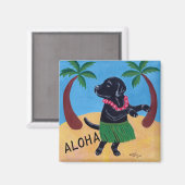 Aloha Black Labrador Magnet (Vorderseite/Rückseite)
