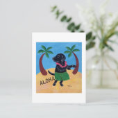 Aloha Black Labrador Malerei Postkarte (Stehend Vorderseite)