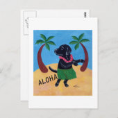 Aloha Black Labrador Malerei Postkarte (Vorne/Hinten)