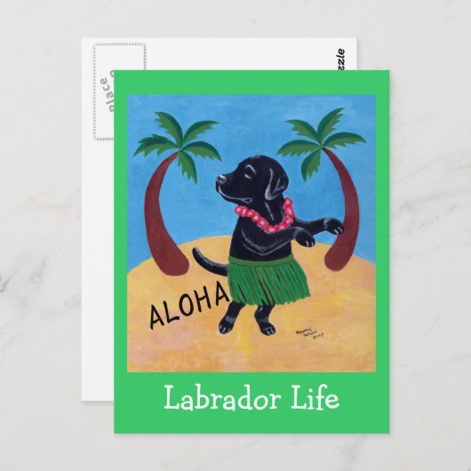 Aloha Black Labrador Postkarte (Vorne/Hinten)