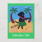 Aloha Black Labrador Postkarte (Vorderseite)