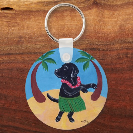 Aloha Black Labrador Schlüsselanhänger (Vorderseite)