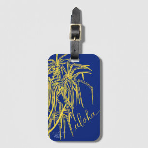 Aloha Blau Gelber Hala-Baum-Tasche Etikett Gepäckanhänger