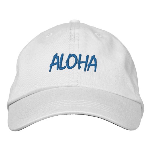 ALOHA Blau und Weiß Bestickte Baseballkappe (Vorderseite)