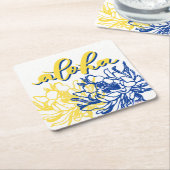 Aloha blaue gelbe Säulenkaktus-Blumen-Untersetzer Rechteckiger Pappuntersetzer (angewinkelt)