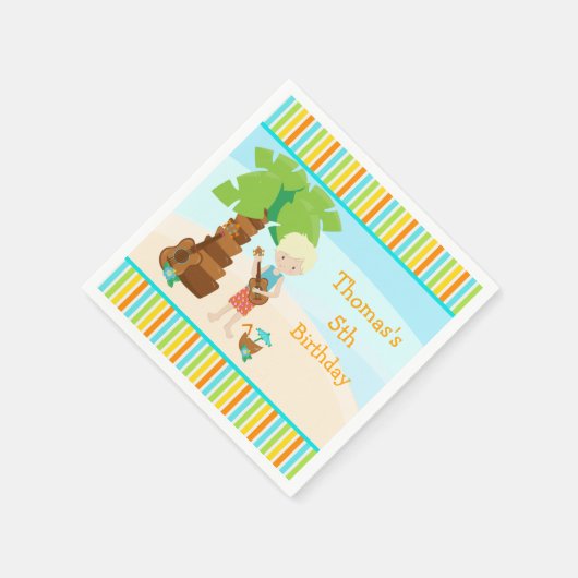 Aloha Blonde Hair Boy Party Serviette (Ecke)