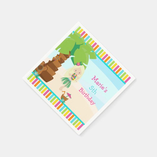 Aloha Blonde Hair Girl Party Serviette (Ecke)