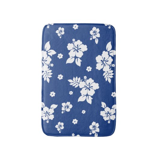 Aloha Blue Classic Hawaiian Seamless Pattern Badematte (Vorderseite Vertikal)