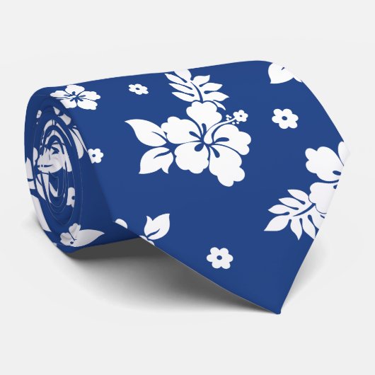 Aloha Blue Classic Hawaiian Seamless Pattern Krawatte (Gerollt)