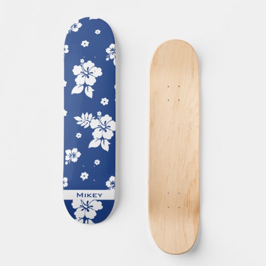 Aloha Blue Classic Hawaiian Seamless Pattern Skateboard (Vorderseite)