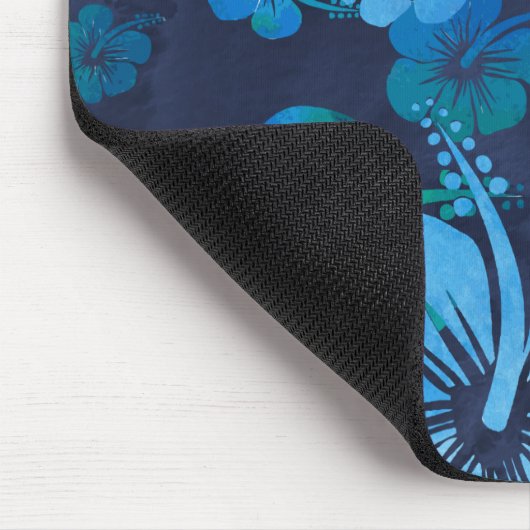 Aloha Blue Hawaiian Hibiskus Floral Print Mousepad (Ecke)