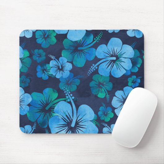 Aloha Blue Hawaiian Hibiskus Floral Print Mousepad (Mit Mouse)