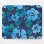 Aloha Blue Hawaiian Hibiskus Floral Print Mousepad (Vorne)
