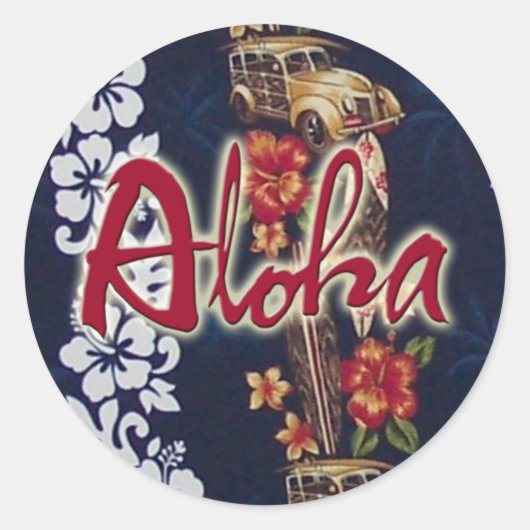 Aloha Blue Hawaiian Print Sticker (Vorderseite)
